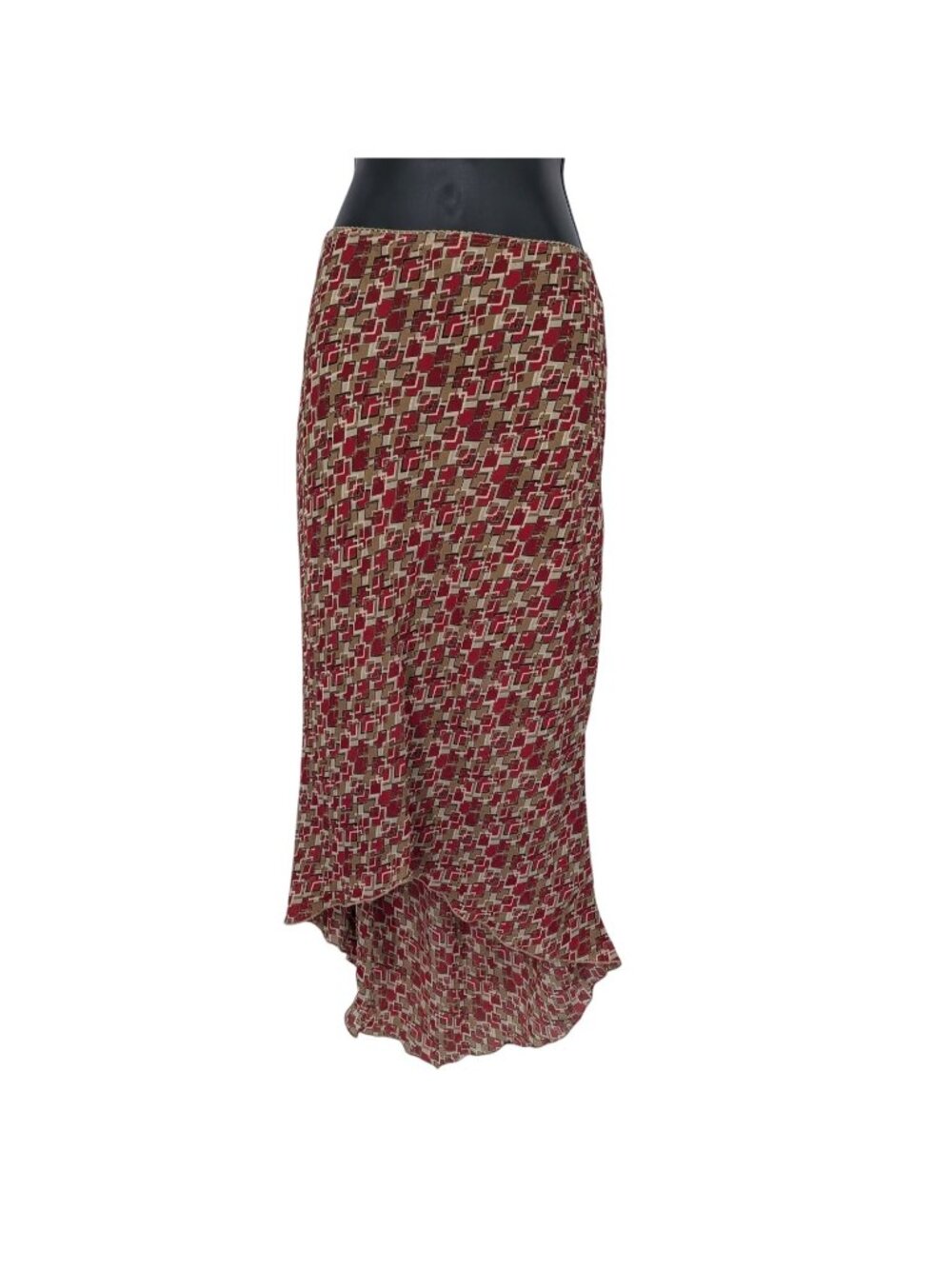 Vintage Y2K Geometric Print Midi Skirt 90s‎ Retro Indie Minimalist Art USA Large
